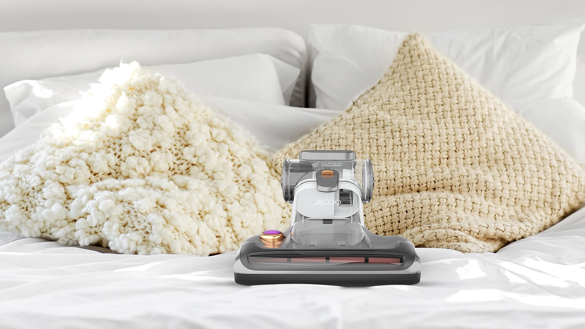 UV + Hot Air + Beating: JIGOO Bed Vacuum Cleaners for Dust Mites