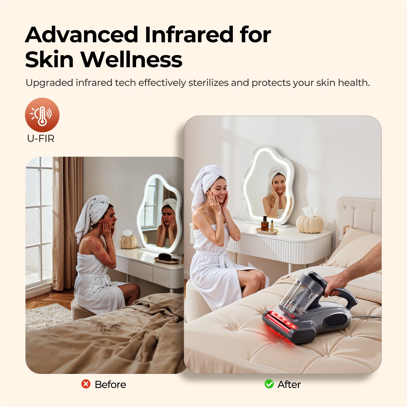 Jigoo J300 Pro Smart Dual-Cup Mattress Vacuum Cleaner