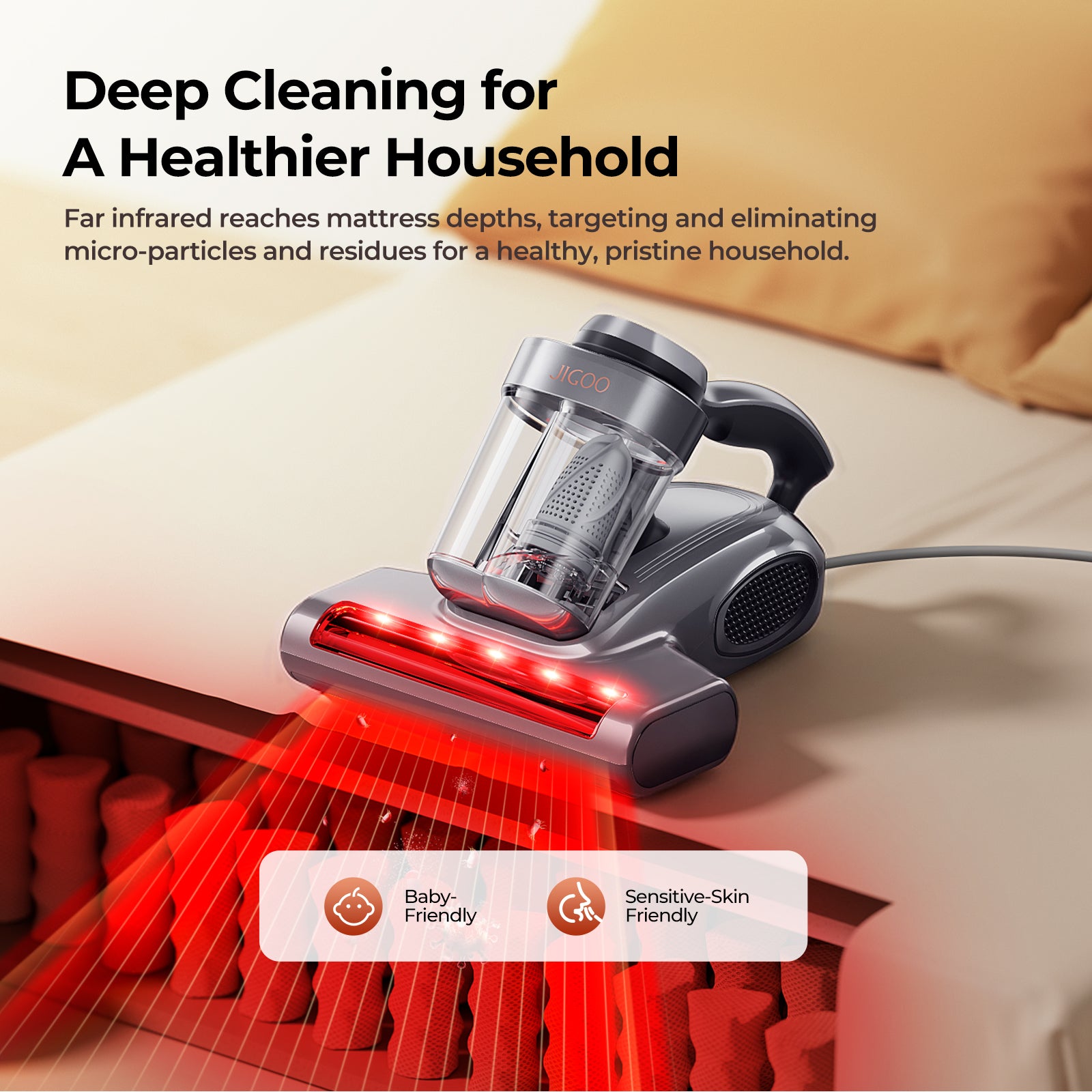 Jigoo J300 Pro Smart Dual-Cup Mattress Vacuum Cleaner