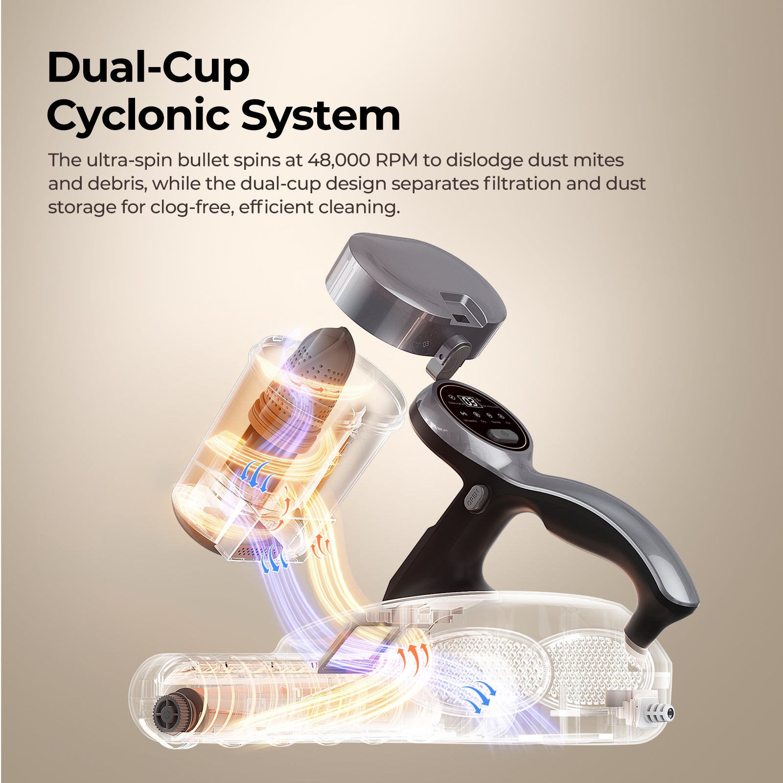 Jigoo J300 Pro Smart Dual-Cup Mattress Vacuum Cleaner