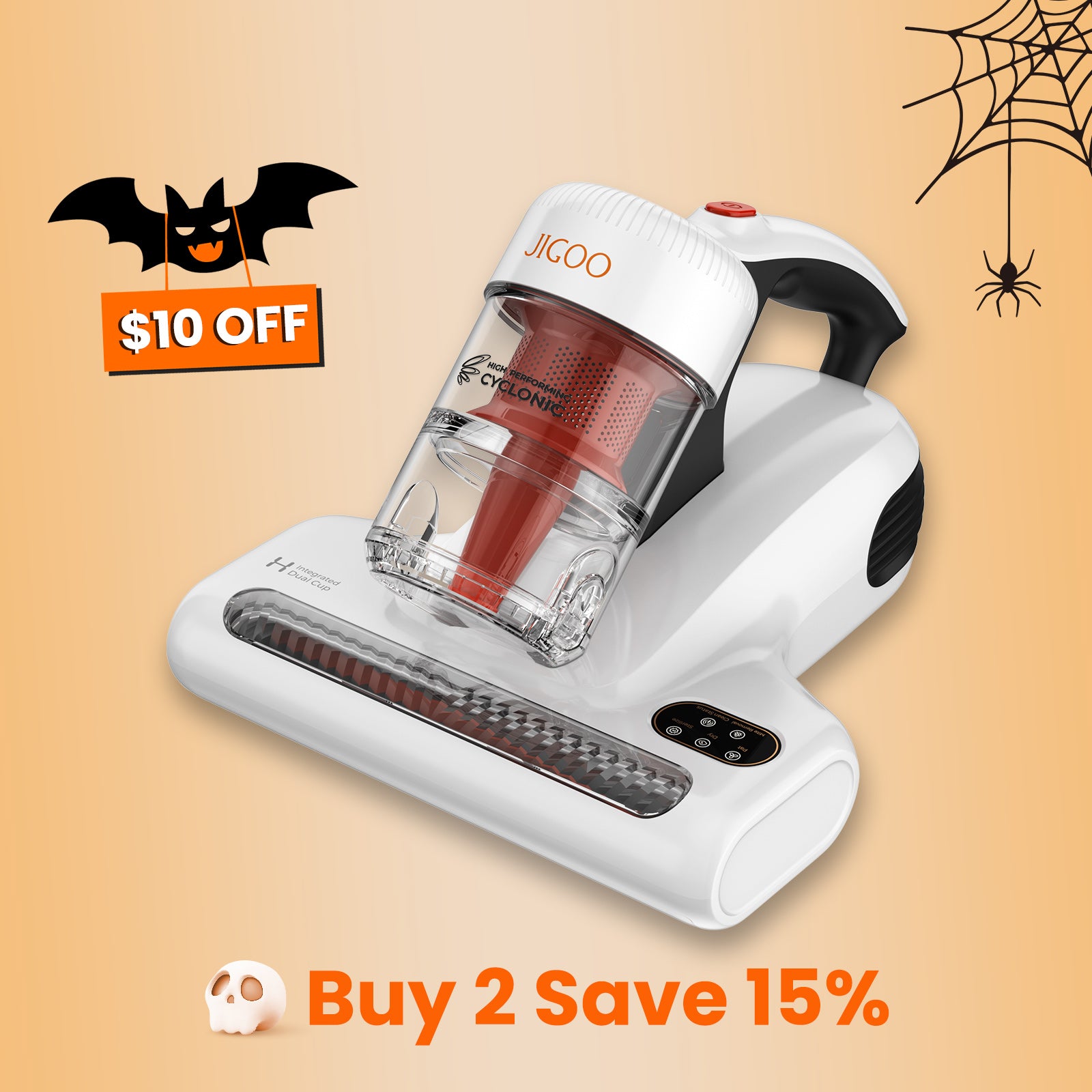 Jigoo J200 Integrated Dual-Cup Mattress Vacuum Cleaner