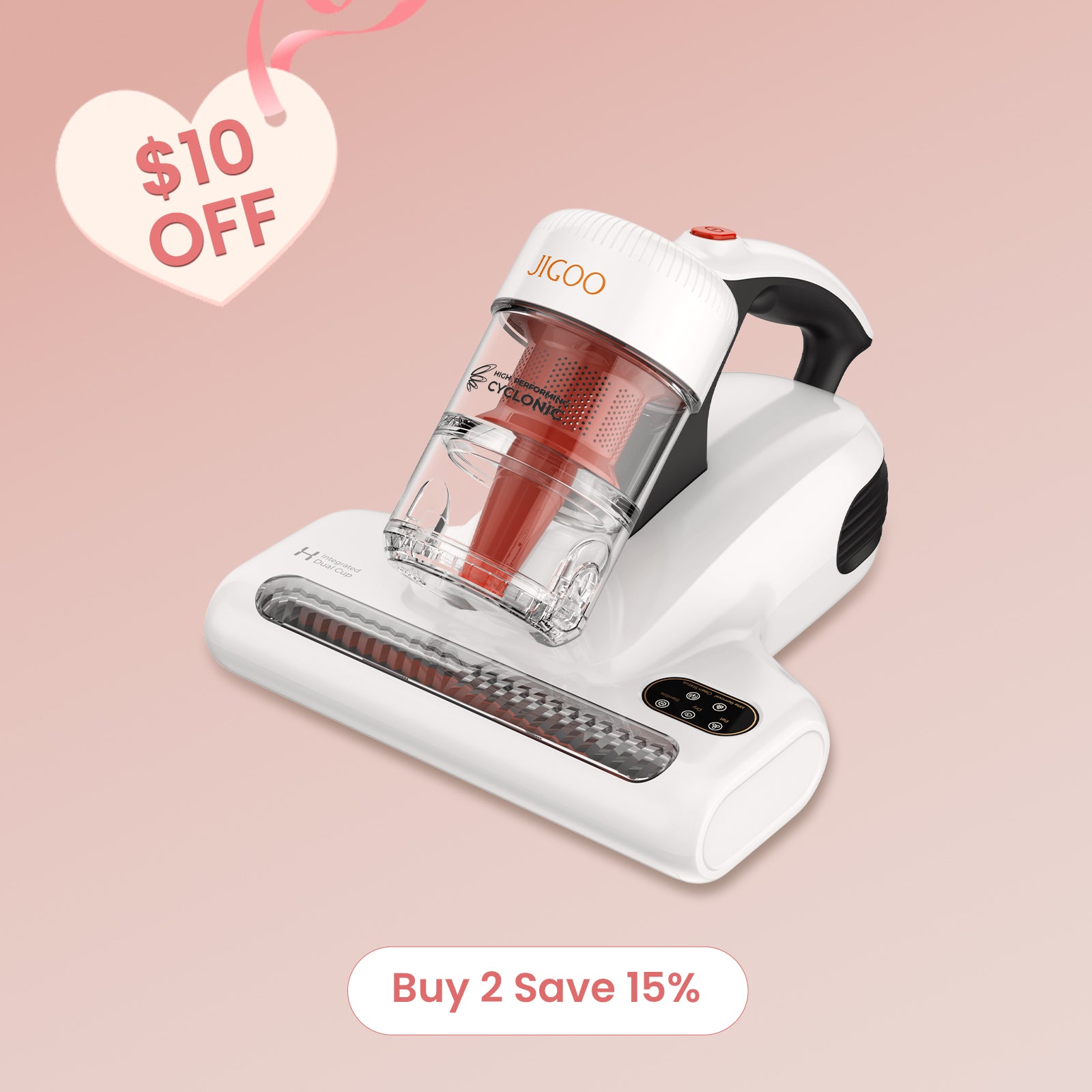 『ユウ』 Jigoo J200 Integrated Dual-Cup Mattress Vacuum Cleaner