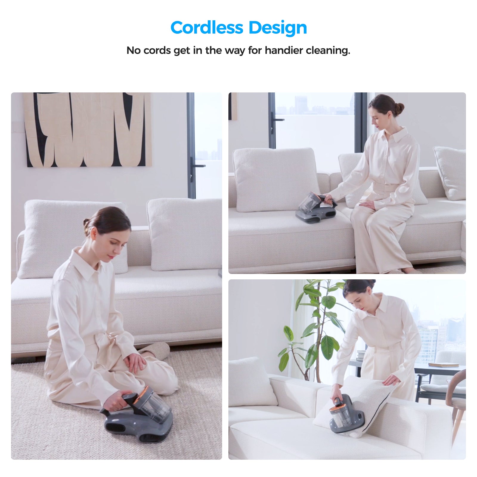 S100 Cordless Smart Dual-Cup Mattress Vacuum Cleaner
