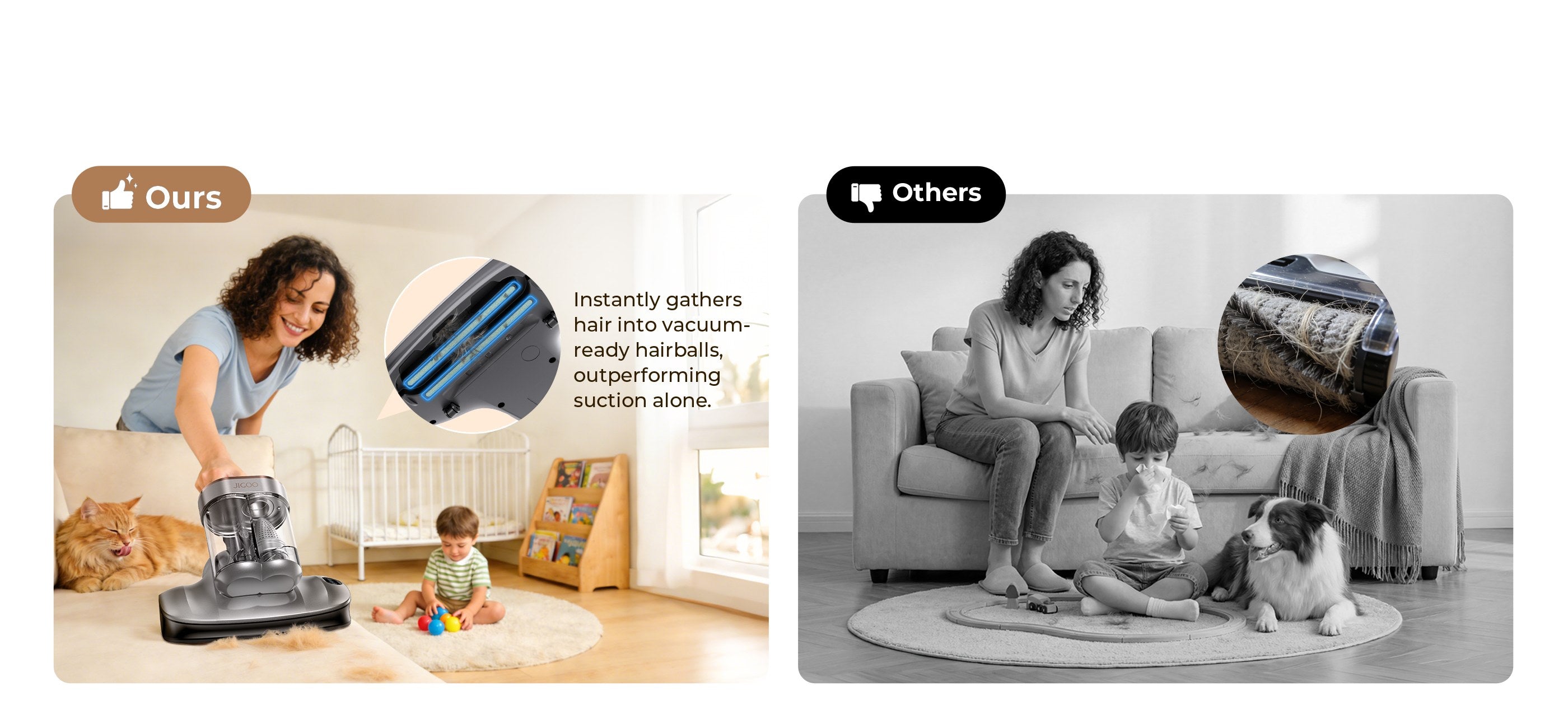 JIGOO S100 Cordless Smart Dual-Cup Mattress Vacuum Cleaner