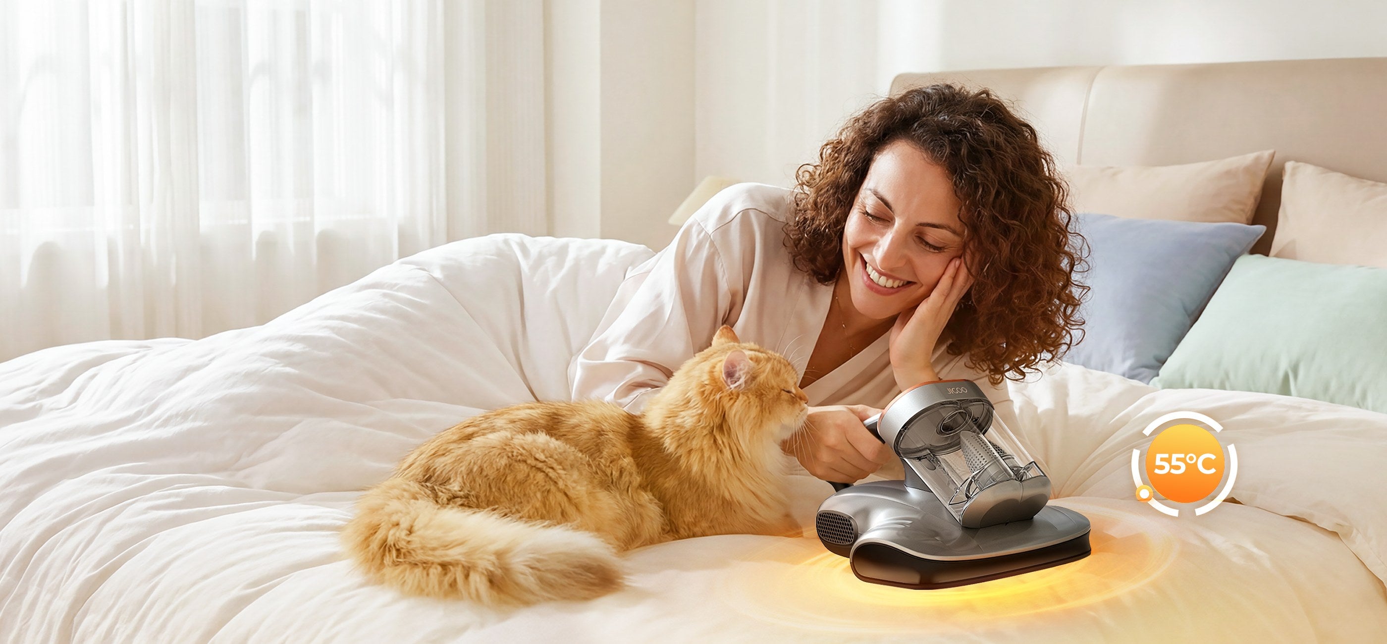 JIGOO S100 Cordless Smart Dual-Cup Mattress Vacuum Cleaner
