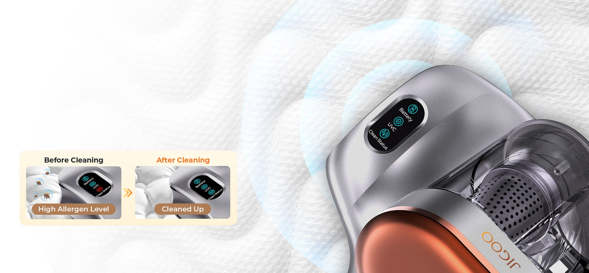 JIGOO S100 Cordless Smart Dual-Cup Mattress Vacuum Cleaner