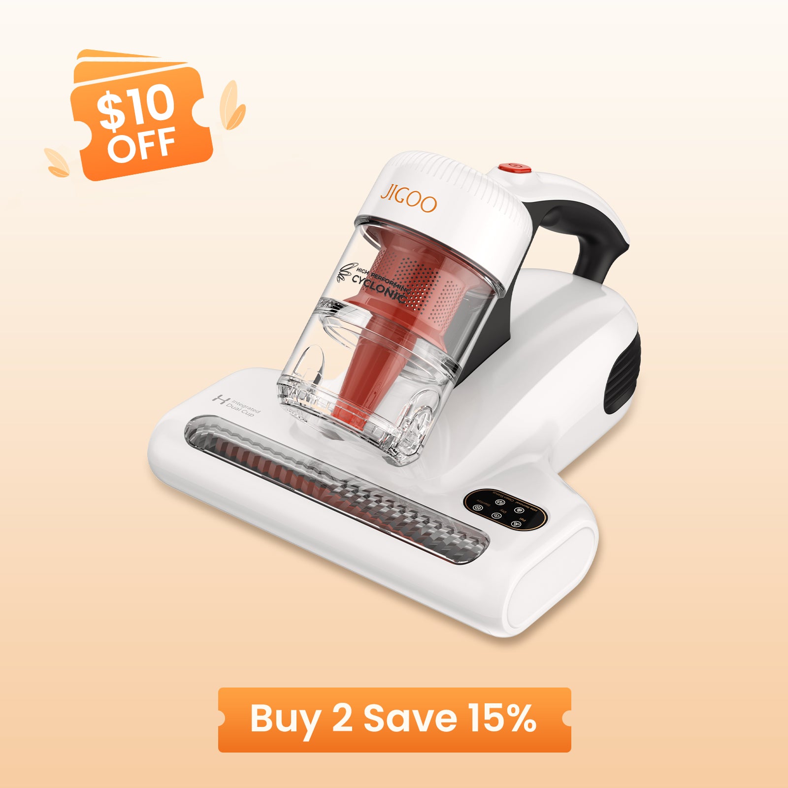 Jigoo J200 Integrated Dual-Cup Mattress Vacuum Cleaner