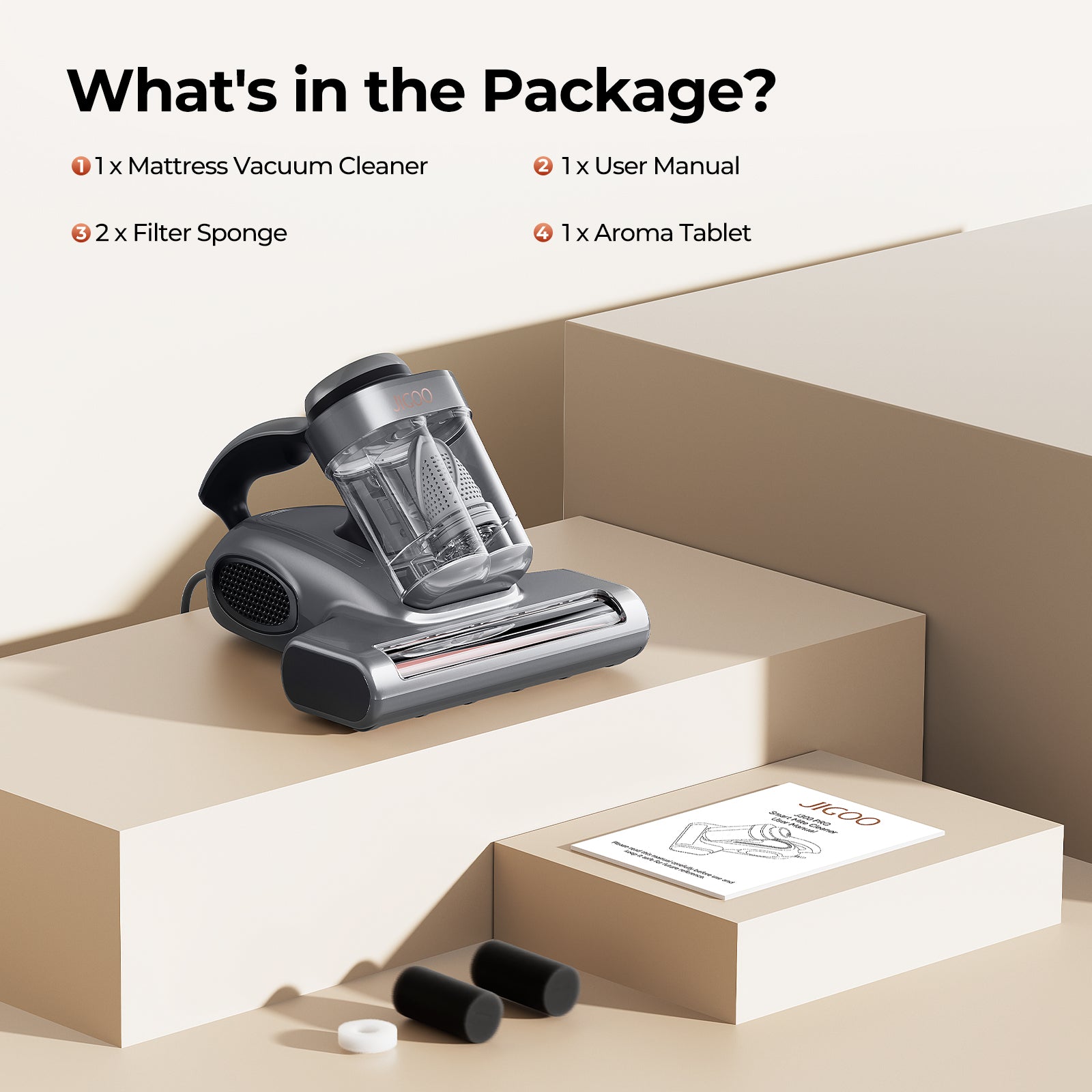 Jigoo J300 Pro Smart Dual-Cup Mattress Vacuum Cleaner