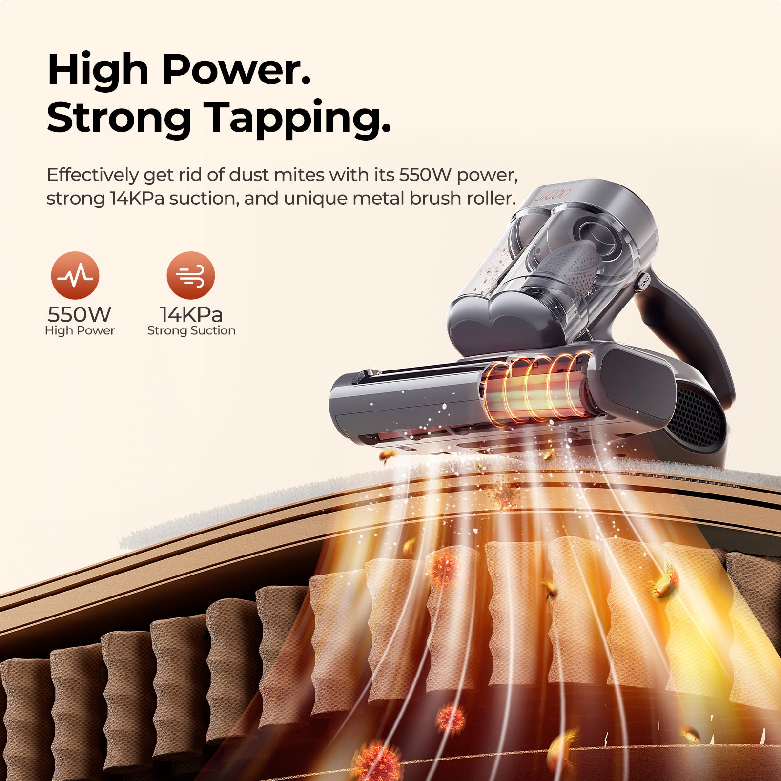 Jigoo J300 Pro Smart Dual-Cup Mattress Vacuum Cleaner