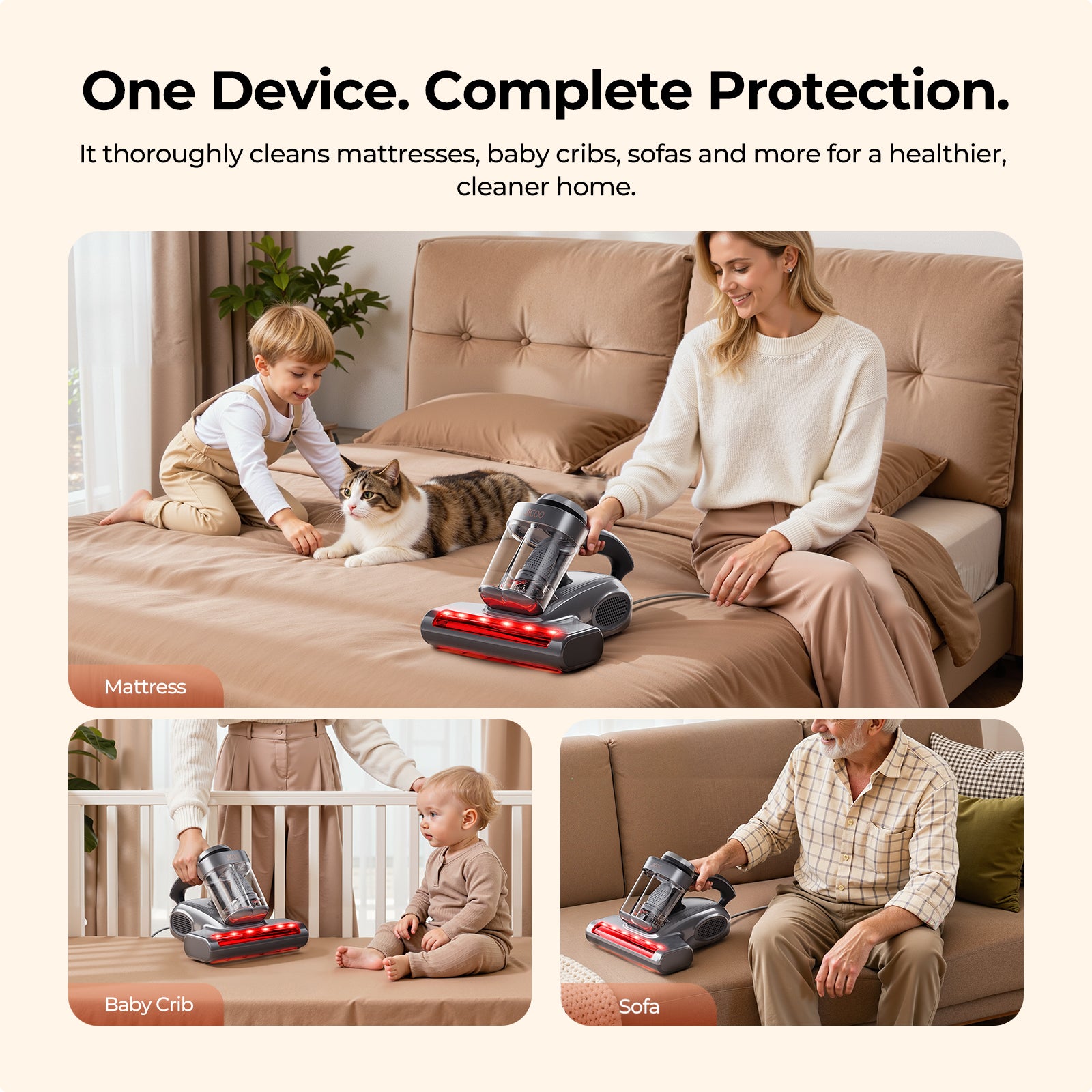 Jigoo J300 Pro Smart Dual-Cup Mattress Vacuum Cleaner