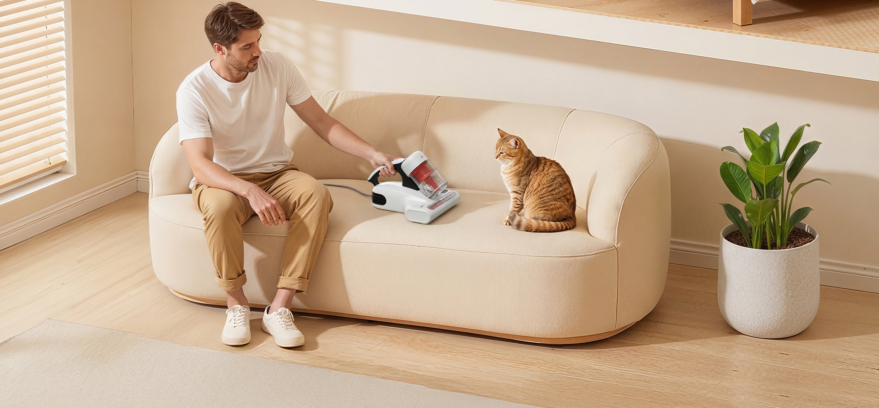 Jigoo J200 Integrated Dual-Cup Mattress Vacuum Cleaner