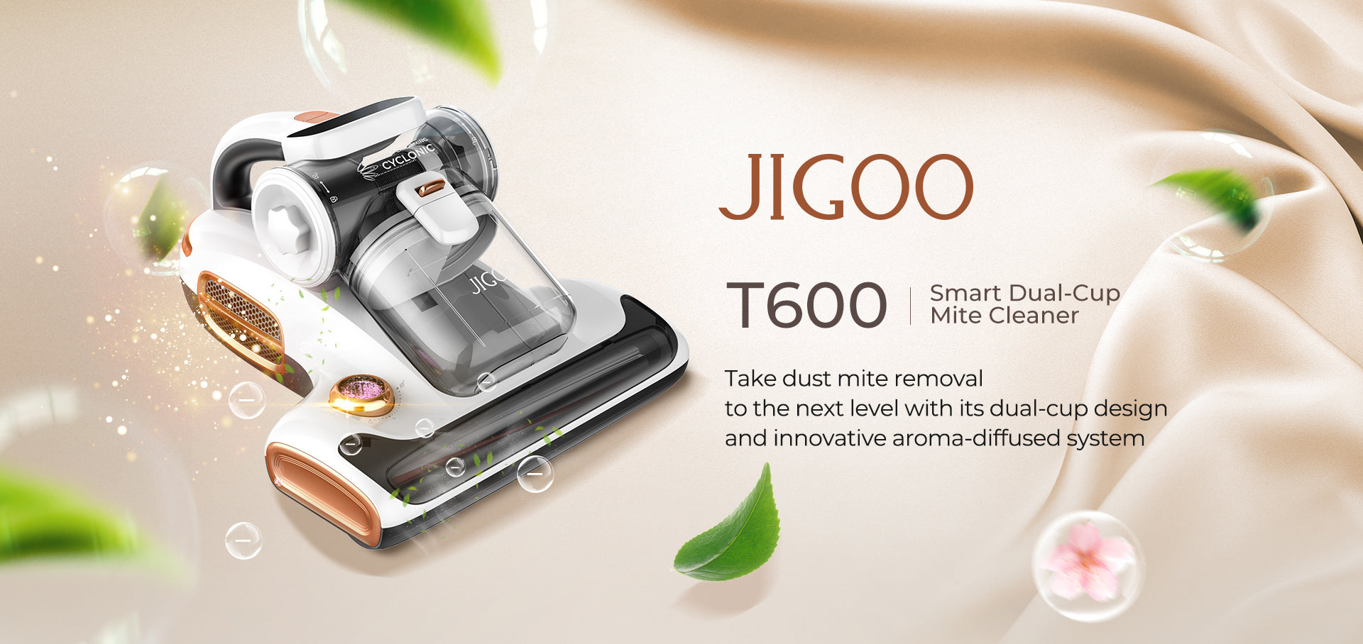 JIGOO-limpiador de ácaros inteligente de doble copa T600, sistema